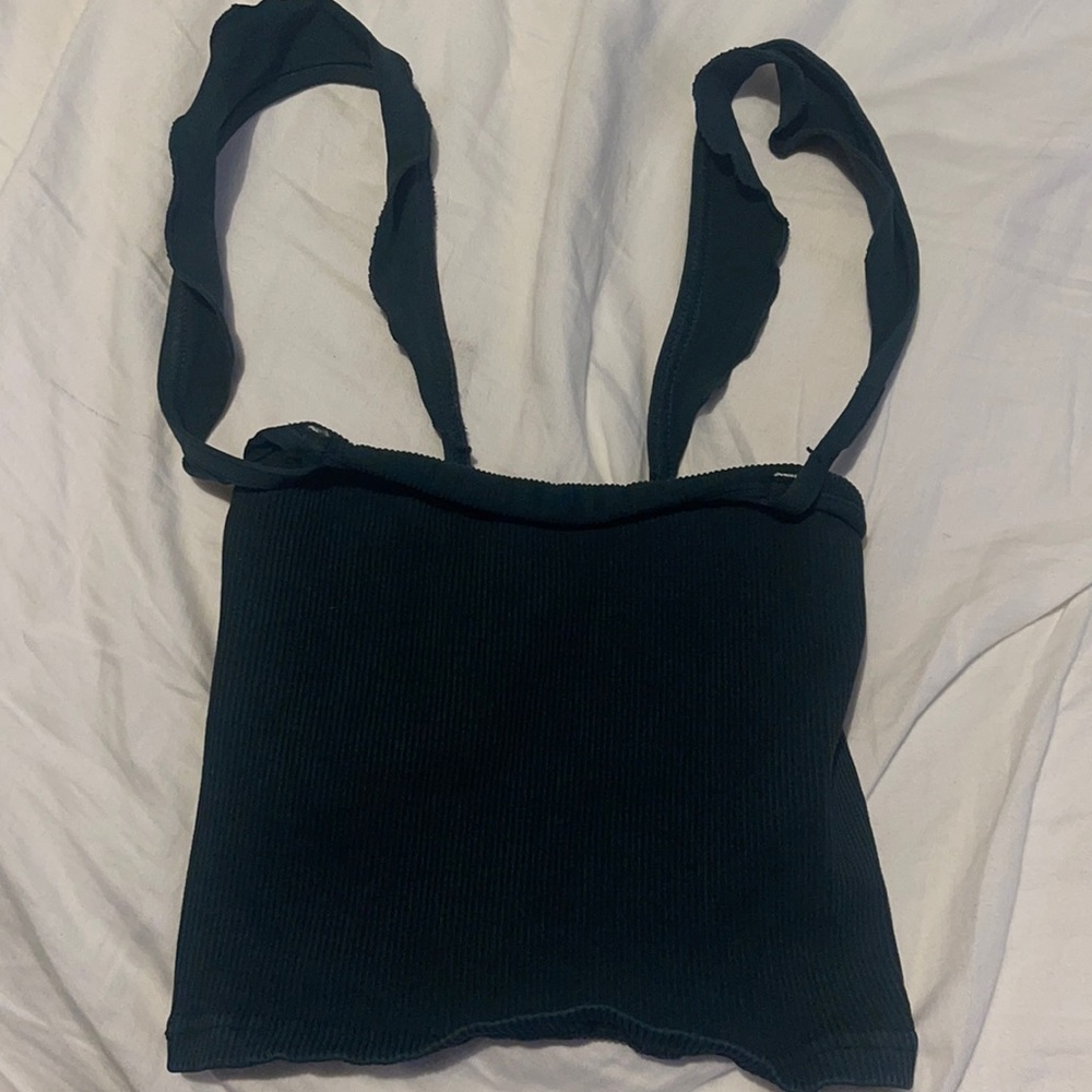 NWOT Free People Happiness Runs Flirty Crop Top Size M/L Forest Green No Logo